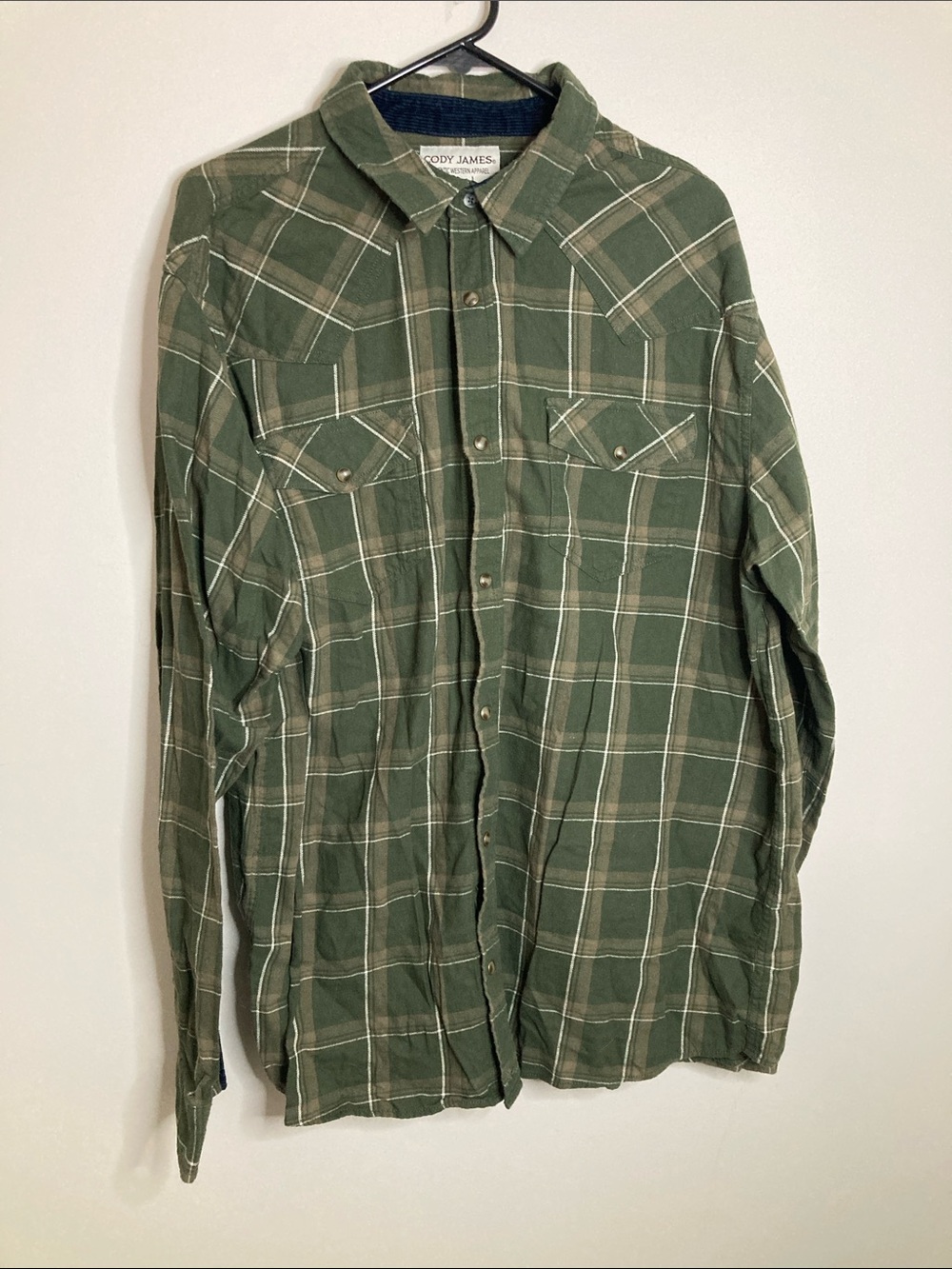 Cody James Olive Green Plaid Button-Down Shirt